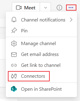 Screenshot of the Connectors menu option.